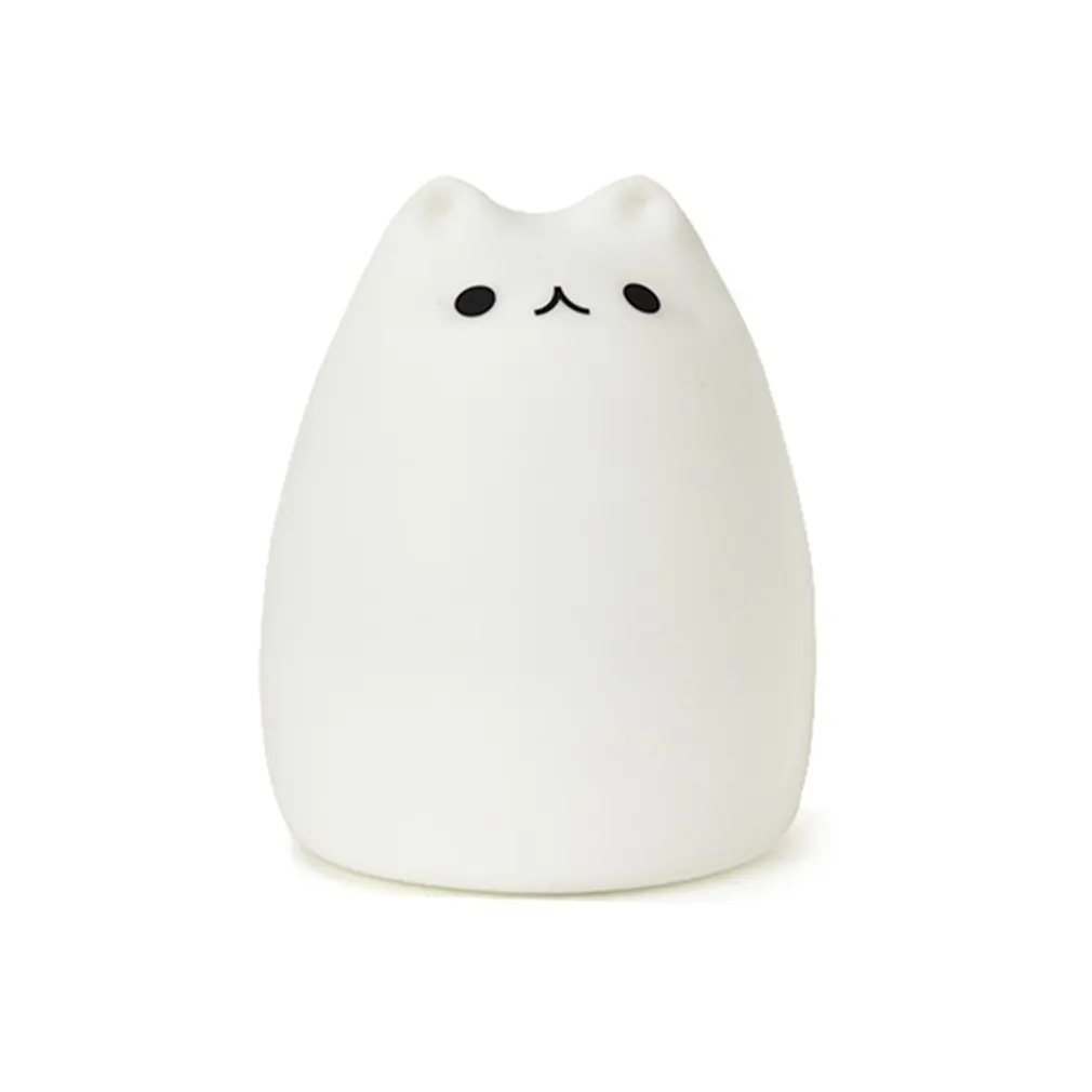 Cutely USB rechargeable LED Colorful Night Light Animal Cat stype Silicone Soft Breathing Cartoon Baby Nursery Lamp - Цвет: Popular cat
