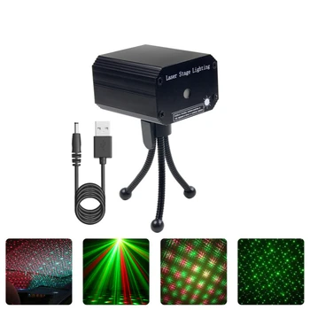 

Small R&G Laser Full Stars Projector DJ Dance Disco Bar Family Party Xmas Effect Stage Effect Light Show USB Projection Lamp