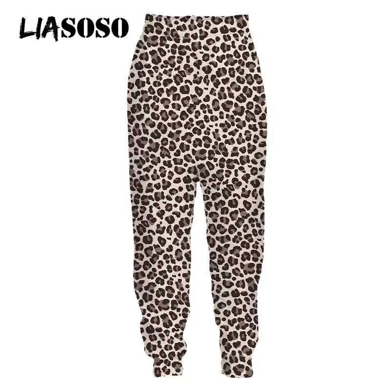 LIASOSO 3D Print Leopard Giraffe Fur Wild Animal Sweatpants Jogging Women Men's Casual Cool Harajuku Streetwear Pants Oversized