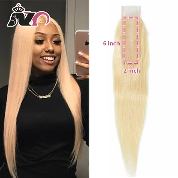 

NY 613 Remy Hair Closure Straight Brazilian Blonde 613 Hair Closure 2*6 Lace Closure With Baby Hair For Black Women 10-16 Inch