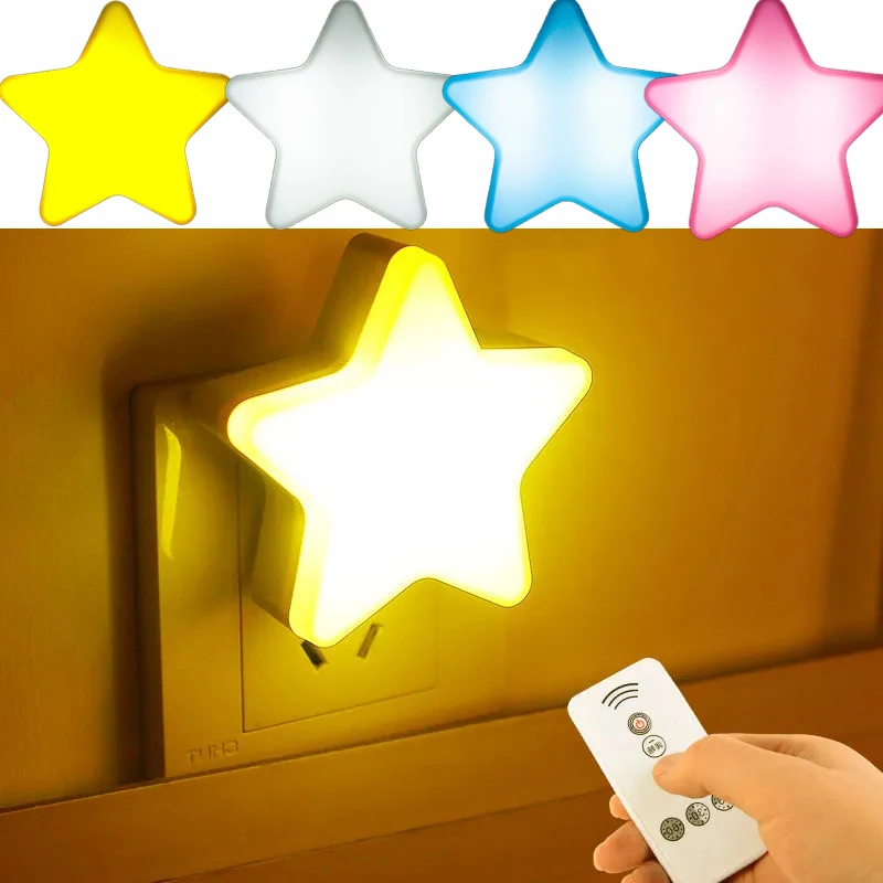 Remote Control Sensor Night Light Five-pointed Star Shape LED Light Bedside Wall Lamp Child Baby Star Sleep Night Light best night light