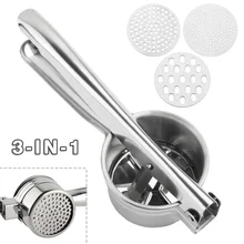 Ricer di patate in acciaio inossidabile con 3 dischi intercambiabili utensili per frutta e verdura pressa spremiagrumi frantoio utensili da cucina per la casa