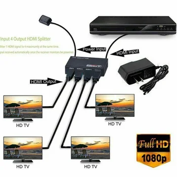 

HD 3D 4K 4 Port HDMI Splitter Repeater Amplifier 1080P 3D Hub 1 In 4 Out High Quality HDMI Splitter