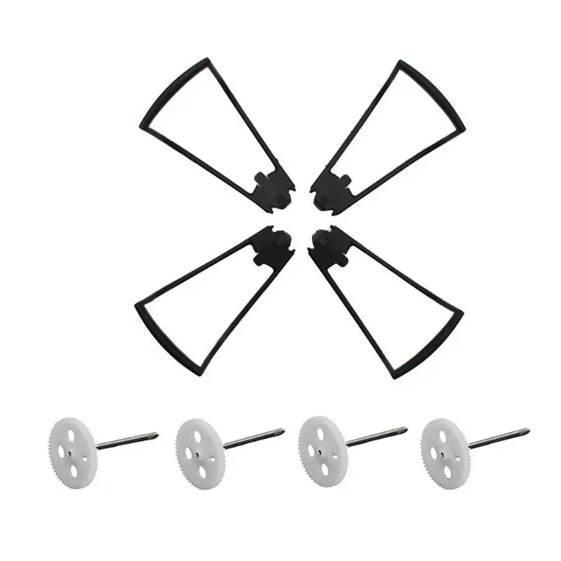 8pcs Drone Accessories Kits 4 Propeller Guard Rings with 4 Wheels Gears for SG106 RC Drone Quadcopter Camera Replacement Parts