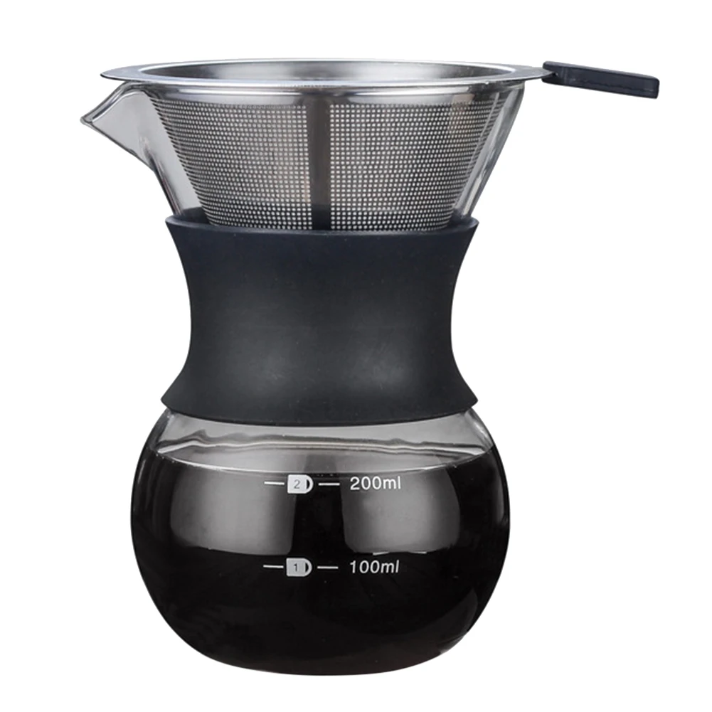 200ml With Filter Pour над кофеварка с боросиликатного стекла руководство кофе капельница пивовар HKS99 - Цвет: 200ml With Filter
