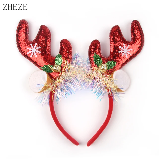 Trendy Christmas Headbands For Children Girls Xmas Tree Party Hats Hair Band Clasp Head Hoop Decoration Accessories Gifts a-12