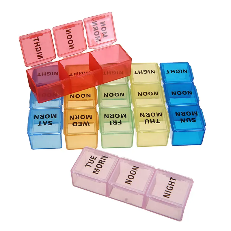 Weekly Pill Box Organizer For 7 Day Morning Noon Night Medicine Box Dispenser Splitter Pill Container 2