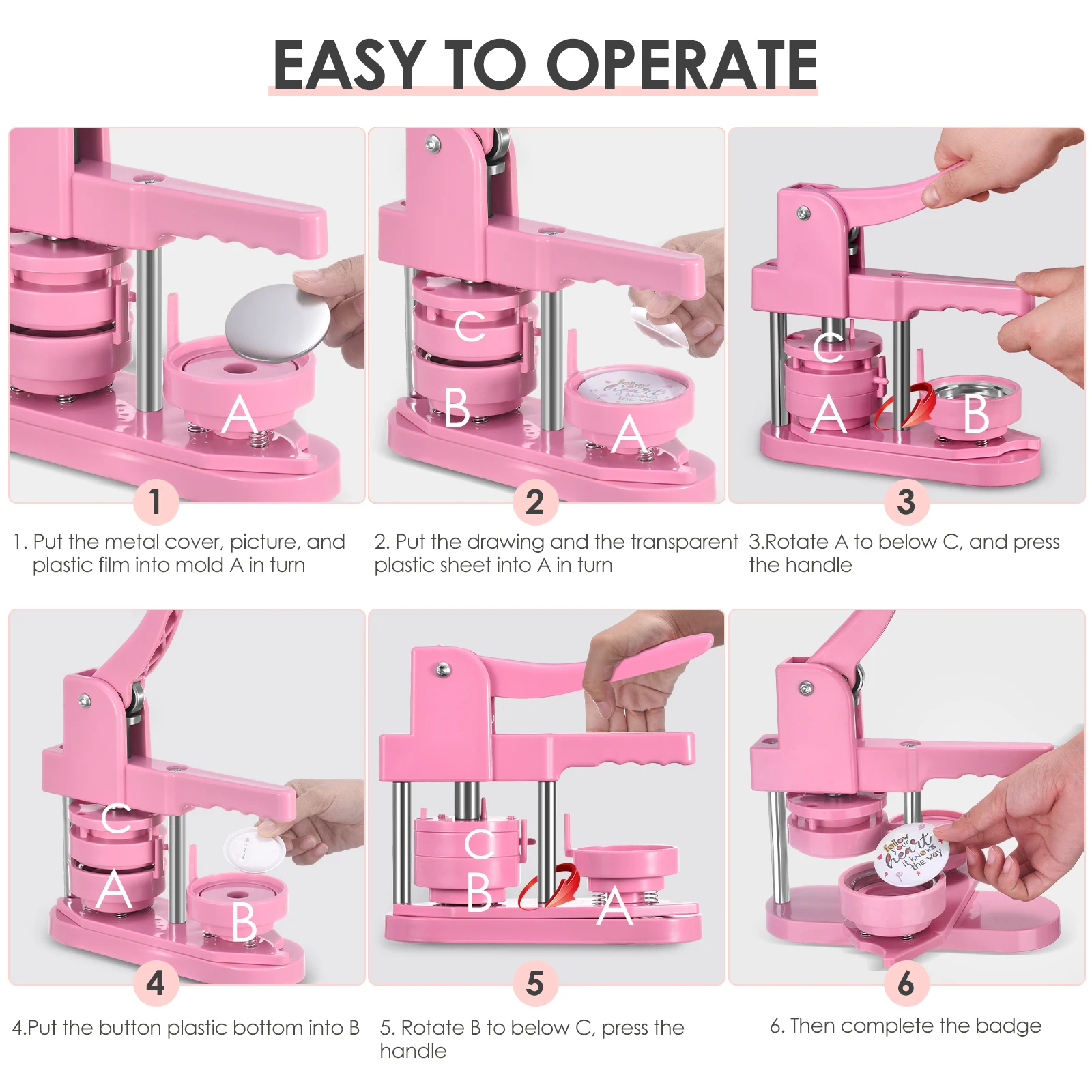 Buy Button Maker Machine 2.25inch Installation-Free Pin Button Maker Badge  Punch Press Machine Kit With 100pcs Plastic Button Online - 360 Digitizing  - Embroidery Designs