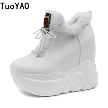 Г. Зимние сапоги на высокой платформе женские ботильоны на толстой подошве на высоком каблуке 11 см осенние кроссовки на танкетке теплые женские зимние ботинки на меху