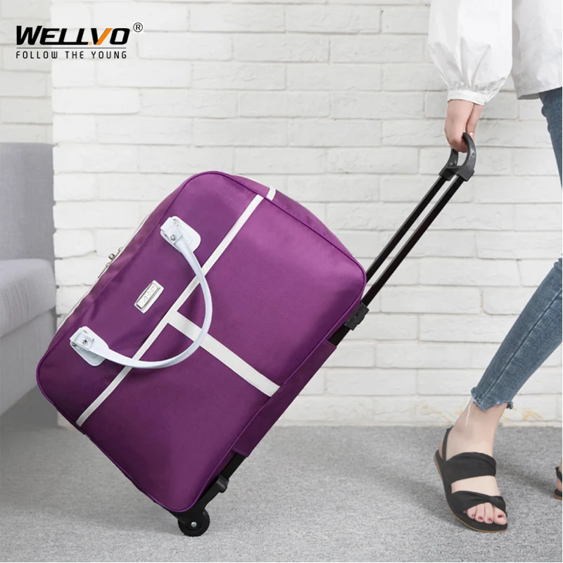 Genuine Leather Duffle Traveling Bag With Wheel Leather Travel Bag Weekend Bag Genuine Leather Trolley Case Trolley Case Large Capacity Bags & Purses Luggage & Travel Rolling Luggage 