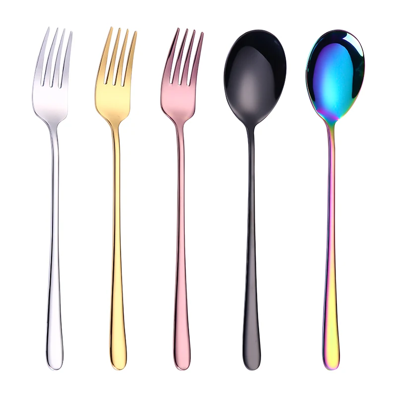 

Explosion 304 Stainless Steel Tableware Korean style Spoon Fork Gold Plated Symphony Taste Western Spoon