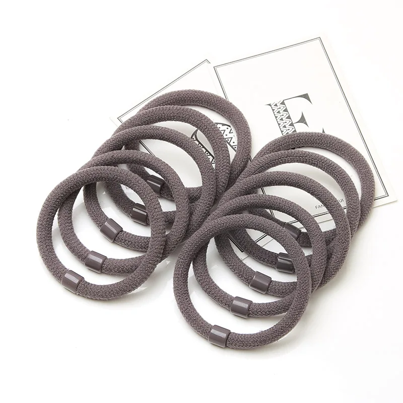 10 high elastic head rope ladies hair rope ponytail clip hair ring does not hurt hair tied head bandage female hair accessories - Цвет: Khaki