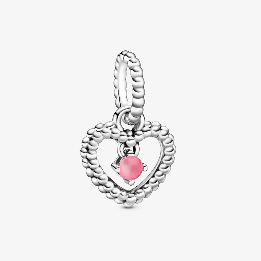 

2020 HOT 100% 925 Sterling Silver OCT.Birthstone Heart Dangle Charm Silver fit Original Pandora Bracelets Jewelry Women Gift