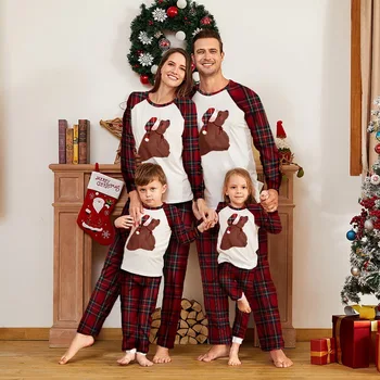 

2020 Family Christmas Pajamas 2pcs Set Family Matching Clothes Xmas Family Clothes Adult Kids Pajamas Baby Romper Sleepwear