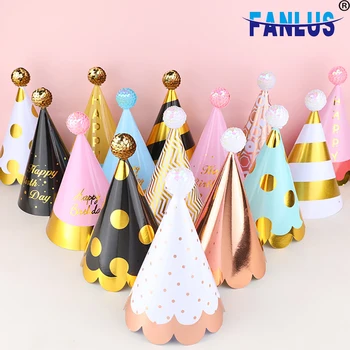 

2pcs/Set Happy Birthday Dot Hat Children Birthday Party Decorations Theme Baby Shower Kids Decoration Crown Decor Princess