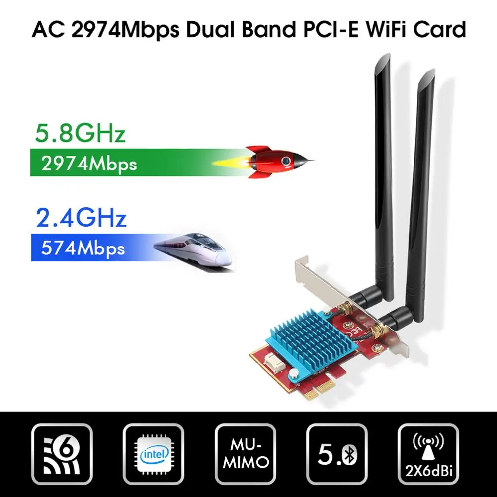 AX200 Wi fi адаптер 5 ГГц 6 Intel AX200ngw pci антенна ключ Bluetooth Сетевая карта PCI Express|Сетевые