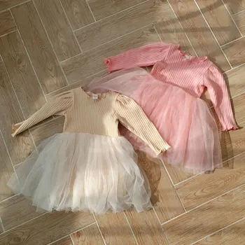 

Owligbaby 2020 Spring Girls Dress Patchwork Mesh Children Clothes Dress Wholesale