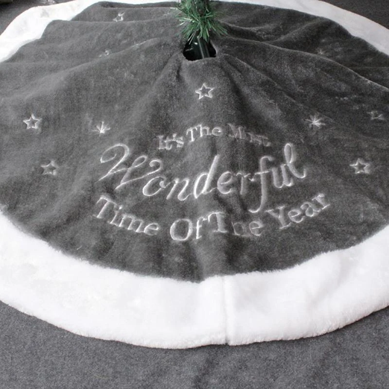 90cm Plush Christmas Tree Skirt Snowflake Festive Home Xmas Tree Decor P666
