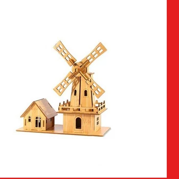 

Dutch Windmill 3D Wooden Model Children Three-dimensional Puzzle Boys Girls Educational Toys Handmade Game Supplies 1 Set