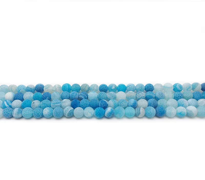 1 прядь/лот 4 6 8 10 12 мм натуральный камень Мороз Краб Агаты круглый разделитель свободные бусины для самостоятельного изготовления ювелирных изделий ожерелья браслеты - Цвет: Sky Blue