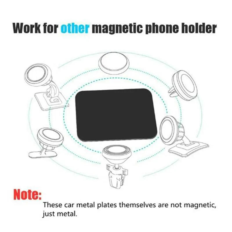 Для держателя телефона, набор для замены металлической пластины с 3M, адгезивная для магнитной поддержки сотового телефона, автомобильный держатель, аксессуары