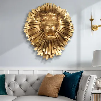 MGT-Lion Head Wall Decoration, Modern Simple Abstract 3D Stereo Animals Hanging, Creative Nordic Home Decors, 63cm