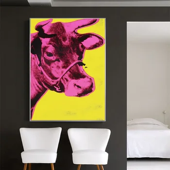 

RELIABLI ART Colorful Cow Andy Warhol Animal Paintings Wall Art Abstract Pictures For Living Room Modern Print Posters Unframed