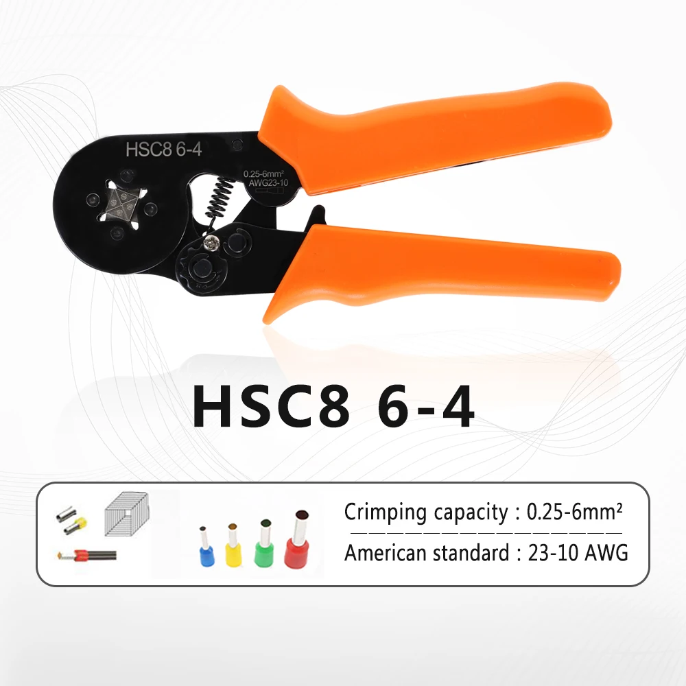 HSC8 6-4A HSC8 6-6 трубчатые обжимные инструменты Мини Электрические плоскогубцы 23-7AWG 6-4A/6-6A 0,25-6mm2 Высокоточный набор зажимов