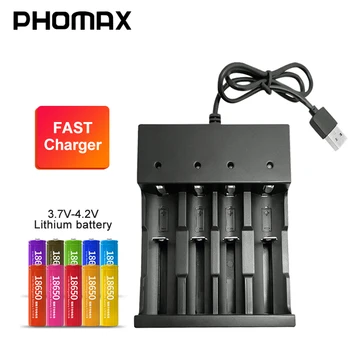 

PHOMAX 4.2V USB cable IMR/Li-ion LED light smart display fast charging 18650 17650 26500 AA AAA rechargeable battery charger