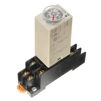 

1pcs H3Y-2 AC 220V Delay Timer Time Relay 0 - 60 Minute/Seconds with Base