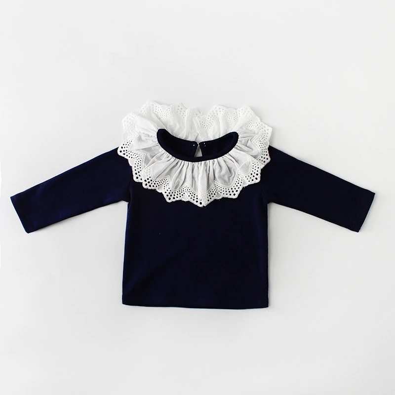 Koodykids/ г. Весенняя футболка для маленьких девочек футболка с длинными рукавами в виде листьев лотоса топы для маленьких девочек, хлопковая рубашка модная дизайнерская Осенняя рубашка