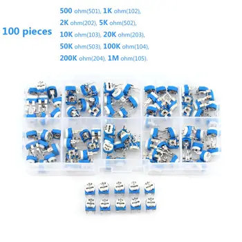 

100X500ohm-1M Film Ohm Variable Resistor Potentiometer Rheostat Trimpot Trimmer