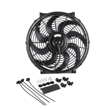 

New CF002A-BK 12 inch 80W 12V Universal Car Slim Reversible Electric Radiator Cooling Fan Push Pull with Mounting Kit Car Tool