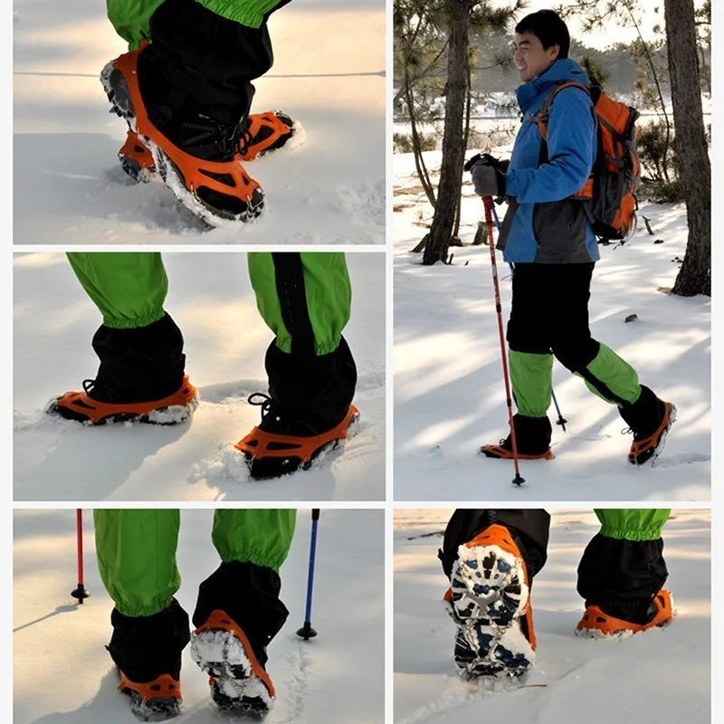 

8 Teeth Ice Gripper, Anti Slip Outdoor Snow 8 Nails Spikes Grips Ski Climbing Crampons Winter Shoes Grippers Claws Chains#4