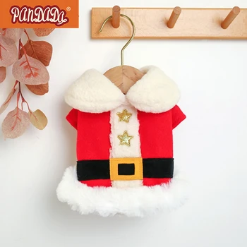 

Dog Costume Clothes Winter Warm Santa Pet For Small Dogs Christmas Stars Festive Cotton Coat Jackets Puppy Outfit XS-XL