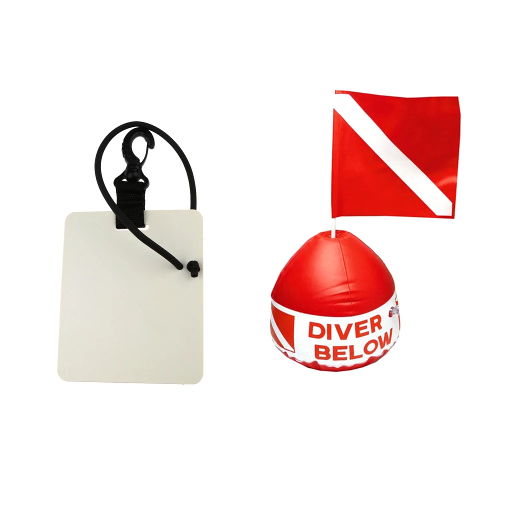 Scuba Diving Flag with Inflatable Buoy +  Writing Slate Board with Pencil