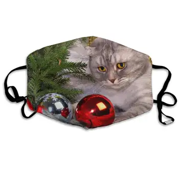 

Mouth Mask Beautiful Cat Christmas Tree Print Masks - Breathable Adjustable Windproof Mouth-Muffle, Camping Running for Women