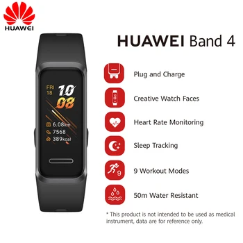 

Huawei Band 4 Smart Band Blood Oxygen Tracker Smart Watch Heart Rate Health Monitor New Watch Faces USB plug Charge