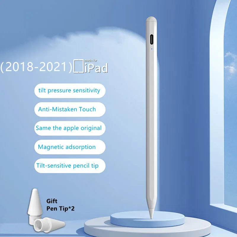 For iPad Pencil with Palm Rejection Tilt Capacitive Pen for Apple 2 1 Pro 11 12.9 2018-2021 Air 3rd and 4th 애플펜슬 | Компьютеры и