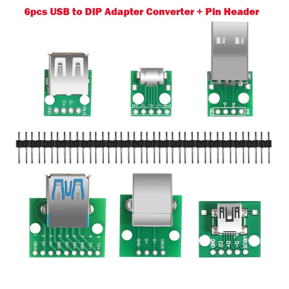 Micro Mini USB A папа 2 0 3 мама B разъем интерфейс к 54 мм DIP PCB преобразователь адаптер