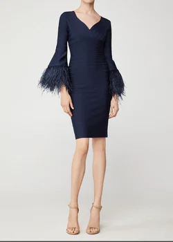 

Bandage Dress Top Quality Fashion ELegant Feather Nihgt CLub Celebrity Party Dress Bodycon Sexy Dress
