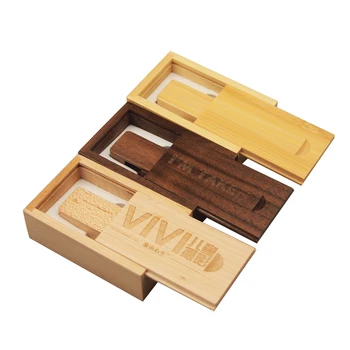 

Real Capacity Square Wooden USB Flash Drive Custom LOGO Pen Drive With Wooden Box 4GB 32GB 64GB USB 2.0 Pendrives Memoria USB