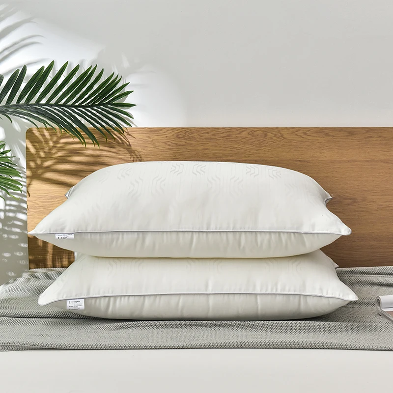 

Mulberry Silk Pillows 48*74Cm Natural Silk Filling Jacquard Anti Mite Soft Fluffy Hotel Neck Sleeping Bedding Pillows
