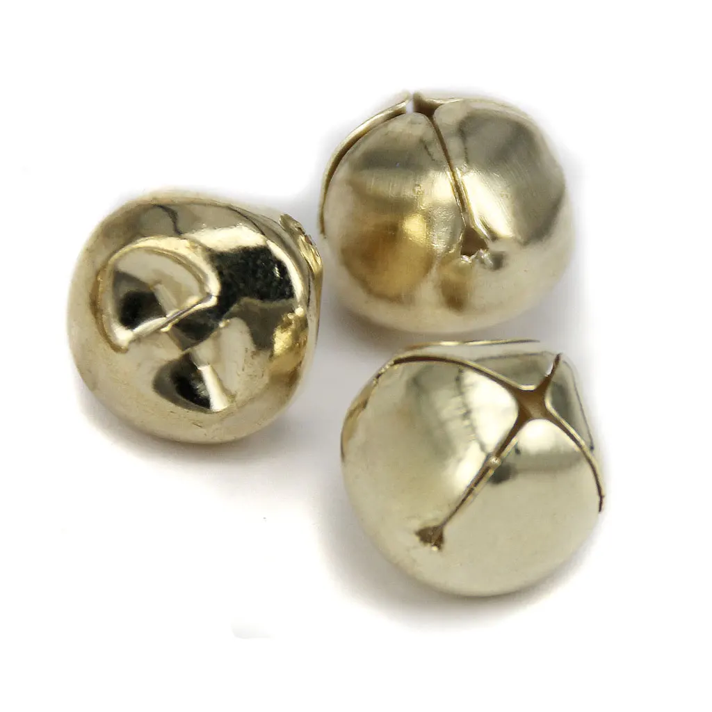 100 Golden Plated Christmas Jingle Bells Beads Charms For Craft DIY Findings