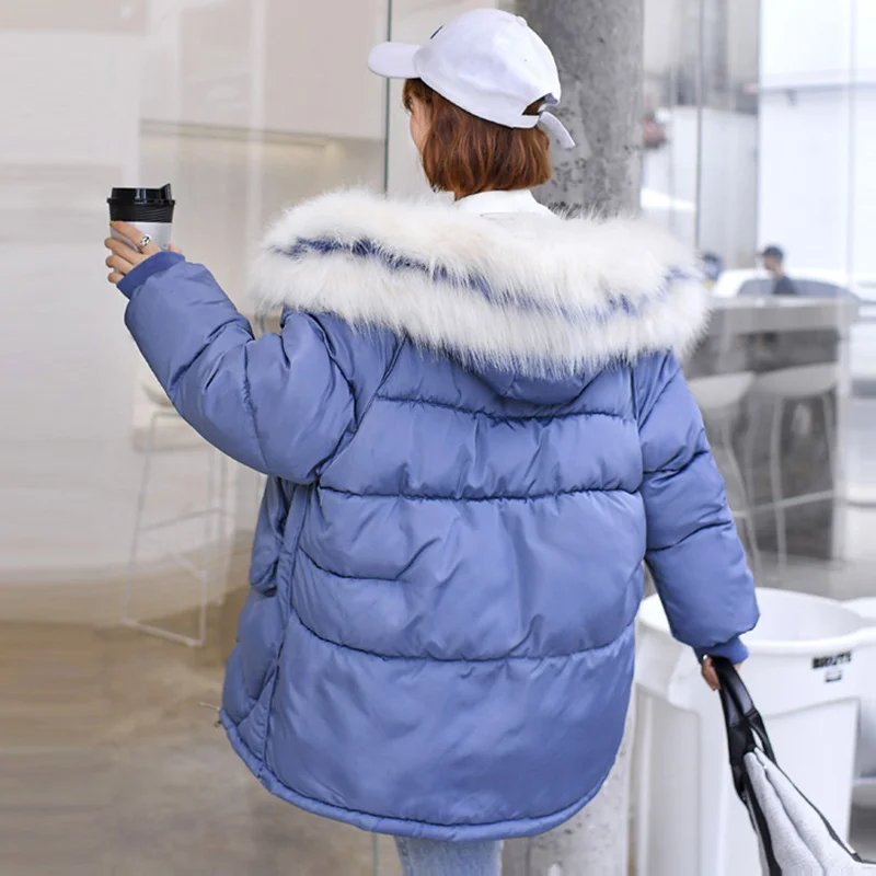 Большие зимние повседневные пальто женские теплые длинные куртки с мехом Новая
