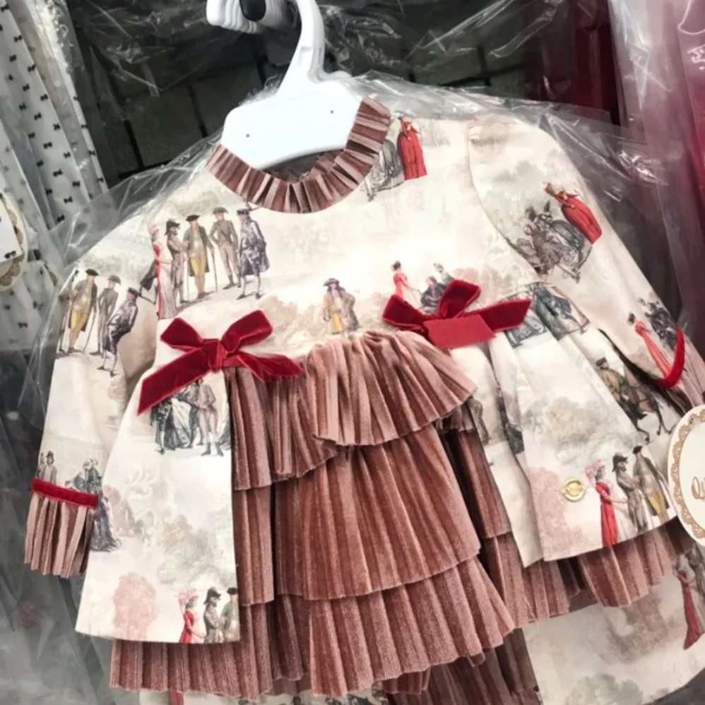 Платье для малышей испанский дворец для девочек, праздничные платья принцессы на день рождения Крестильная одежда для девочек детское платье розовый халат Fille childre