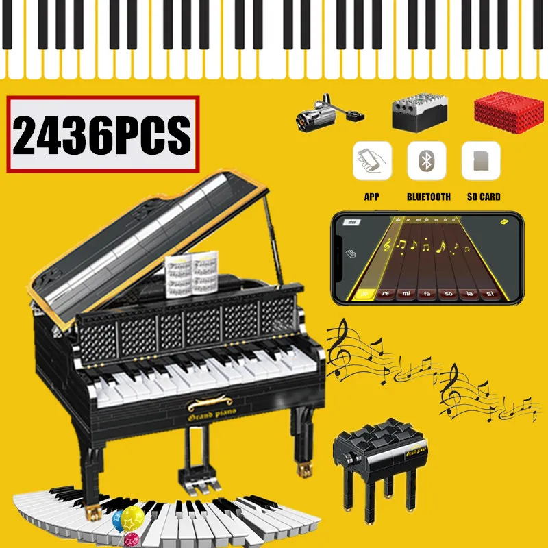

MOC APP Control Electric Playable bluetooth GRAND PIANO speaker Fit legoings Technic Ideas Toys Building Blocks Bricks Kid Gift