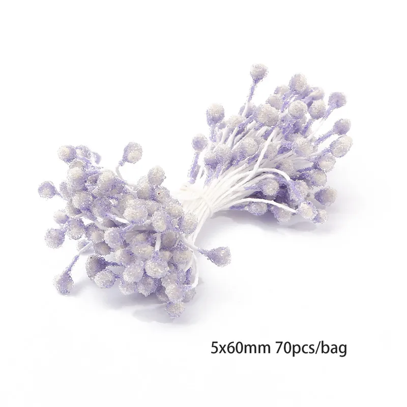 Purple Flower Cherry Stamen Berries Bundle for DIY Decor and Crafting