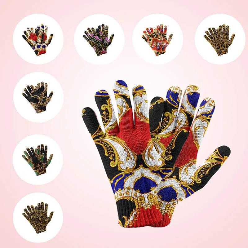 

New Fashion European Style Warm Knitted Gloves Men Solid For Mobile Phone Tablet Pad Gloves Womens Winter Knitted Mittens