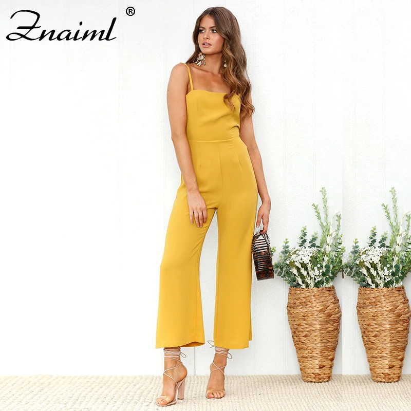 

Solid Color 2020 Spaghetti Strap Jumpsuit Womens Casual Sleeveless High Street Pants Trousers One Piece Overalls